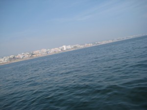 View of partial Vizag city from harbour beach